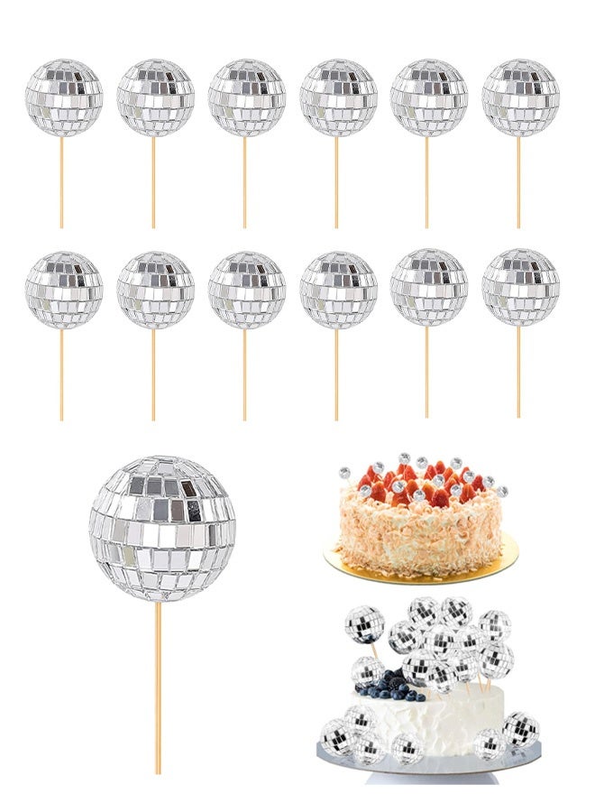 12Pcs Cake Decoration Mini Disco Balls Cake Toppers, Easy to Operate Disco Ball Cake Topper Stylish Disco Balls for Cake Decorating can Adorn Cakes Cupcakes Pies Ice Creams and Desserts Etc - Image 1